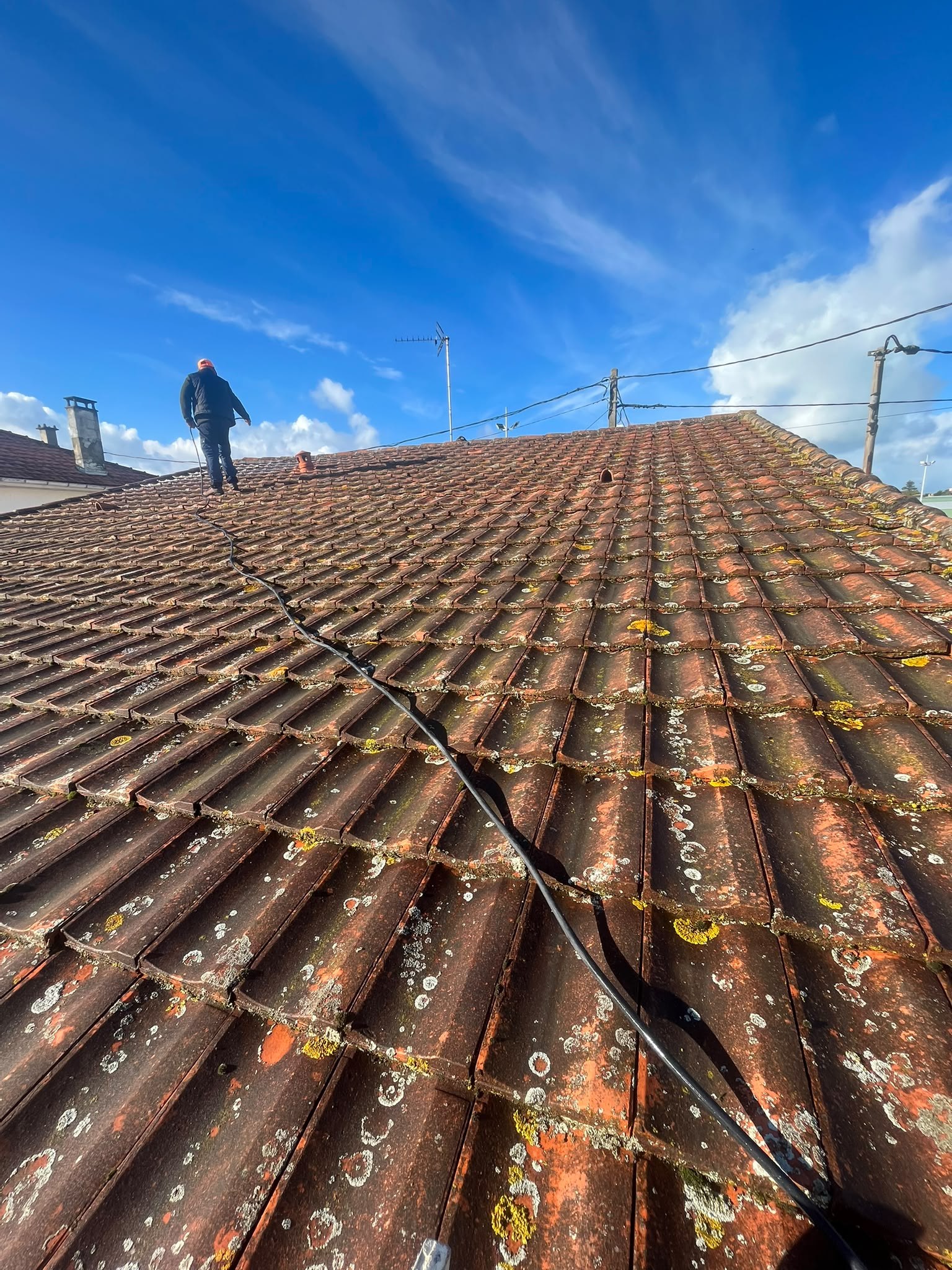 Toiture en tuiles avant traitement à Royan